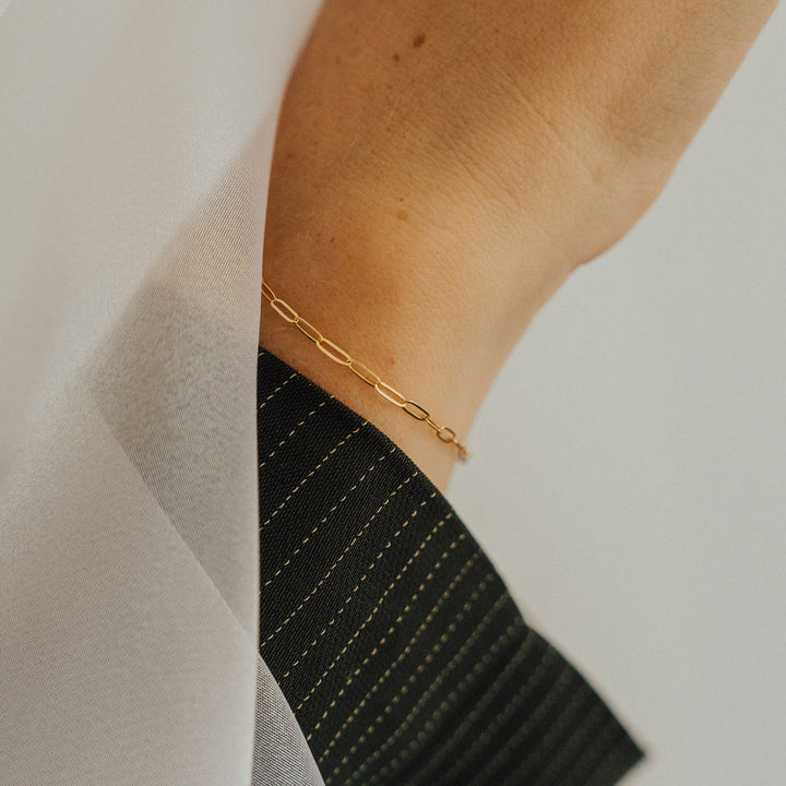 Drawn Chain Bracelet - 14K Solid Gold