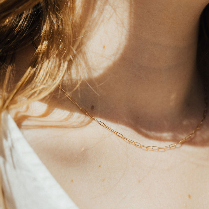 Drawn Chain Necklace - 14K Solid Gold