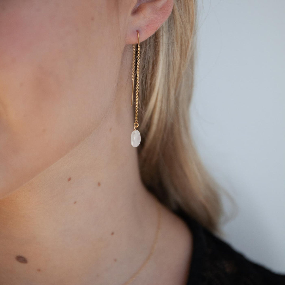 Moonstone Threader Earrings