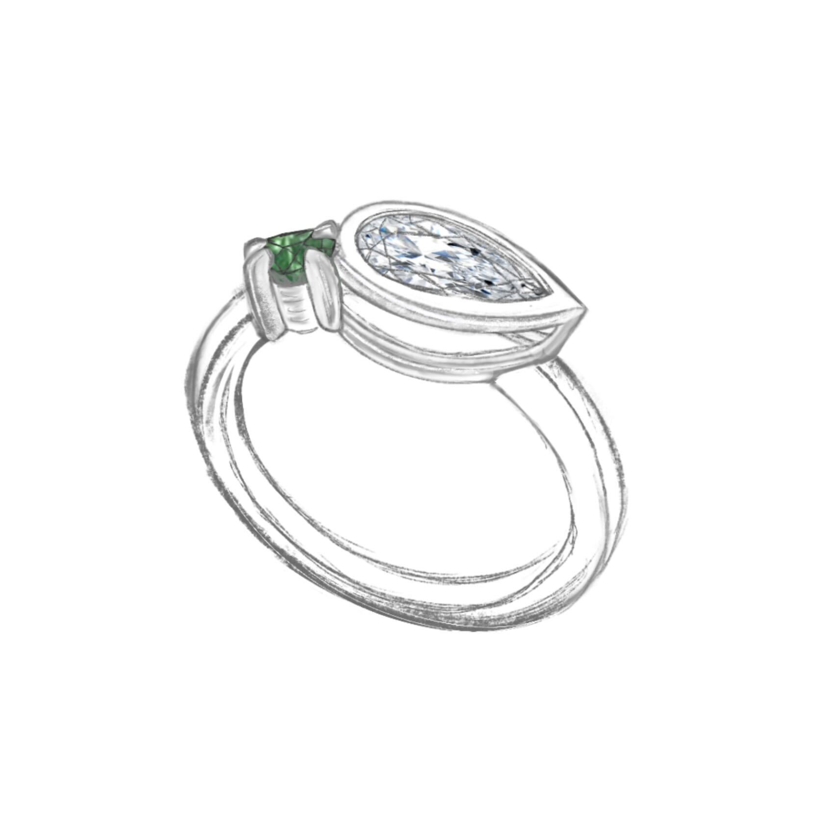 Diamond + Garnet Duo Ring