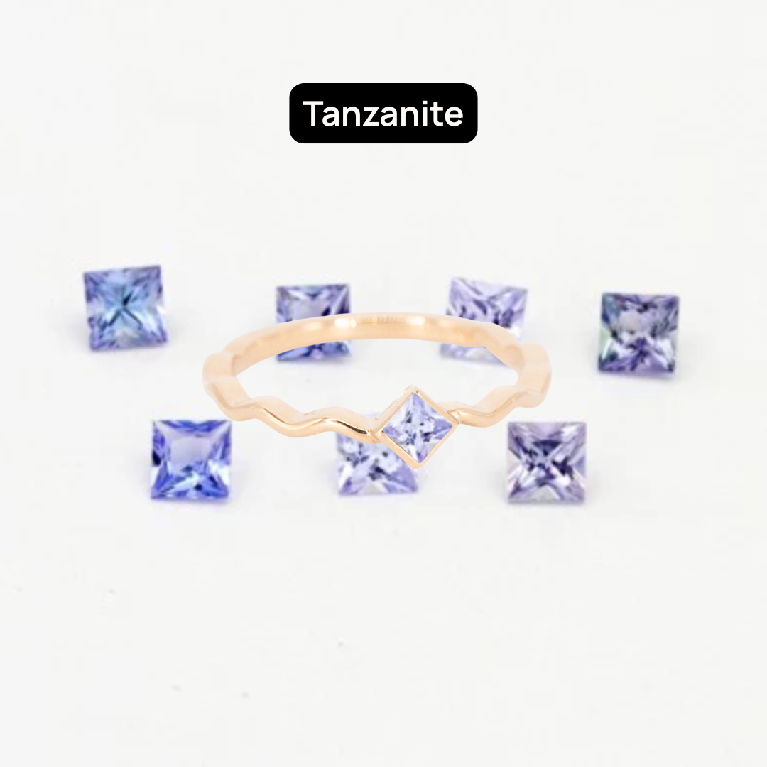 Princess Cut Gemstones for Squiggle Ring