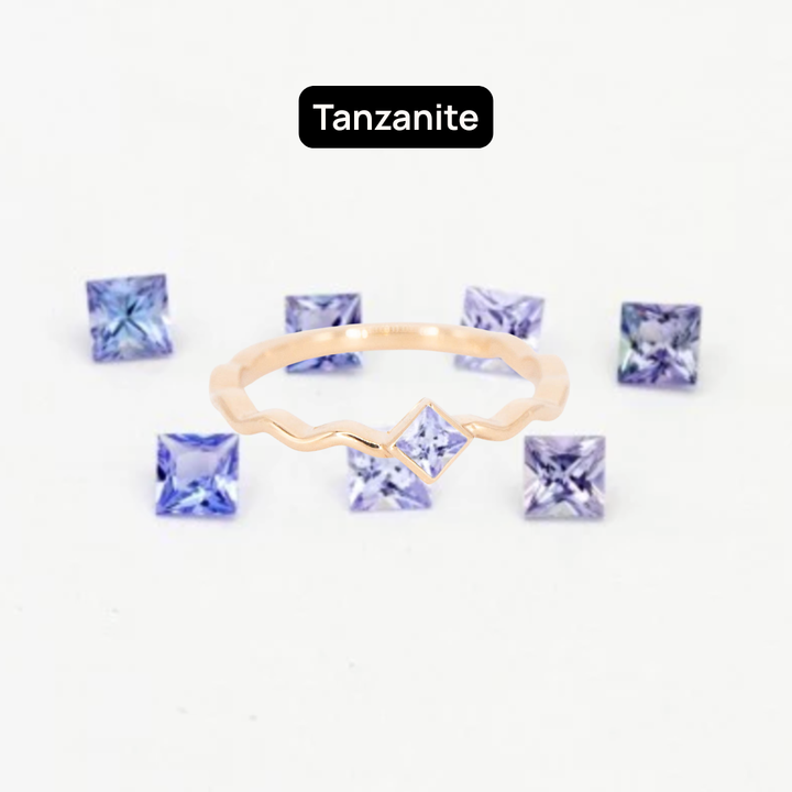 Princess Cut Gemstones for Squiggle Ring