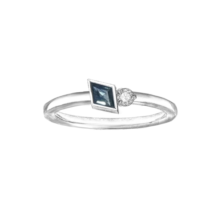 Sapphire + Diamond Duo Ring