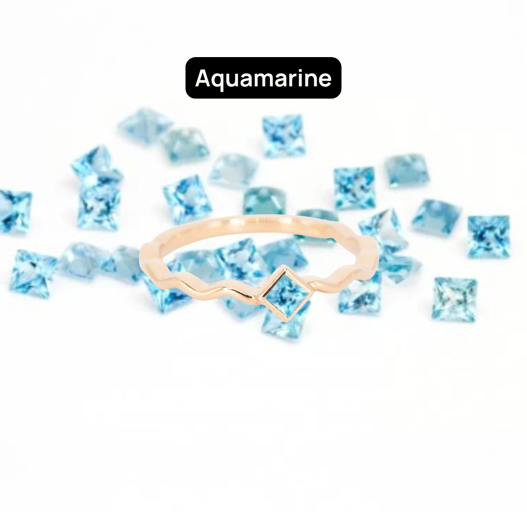Princess Cut Gemstones for Squiggle Ring