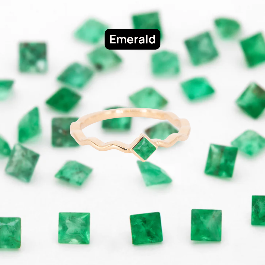 Princess Cut Gemstones for Squiggle Ring