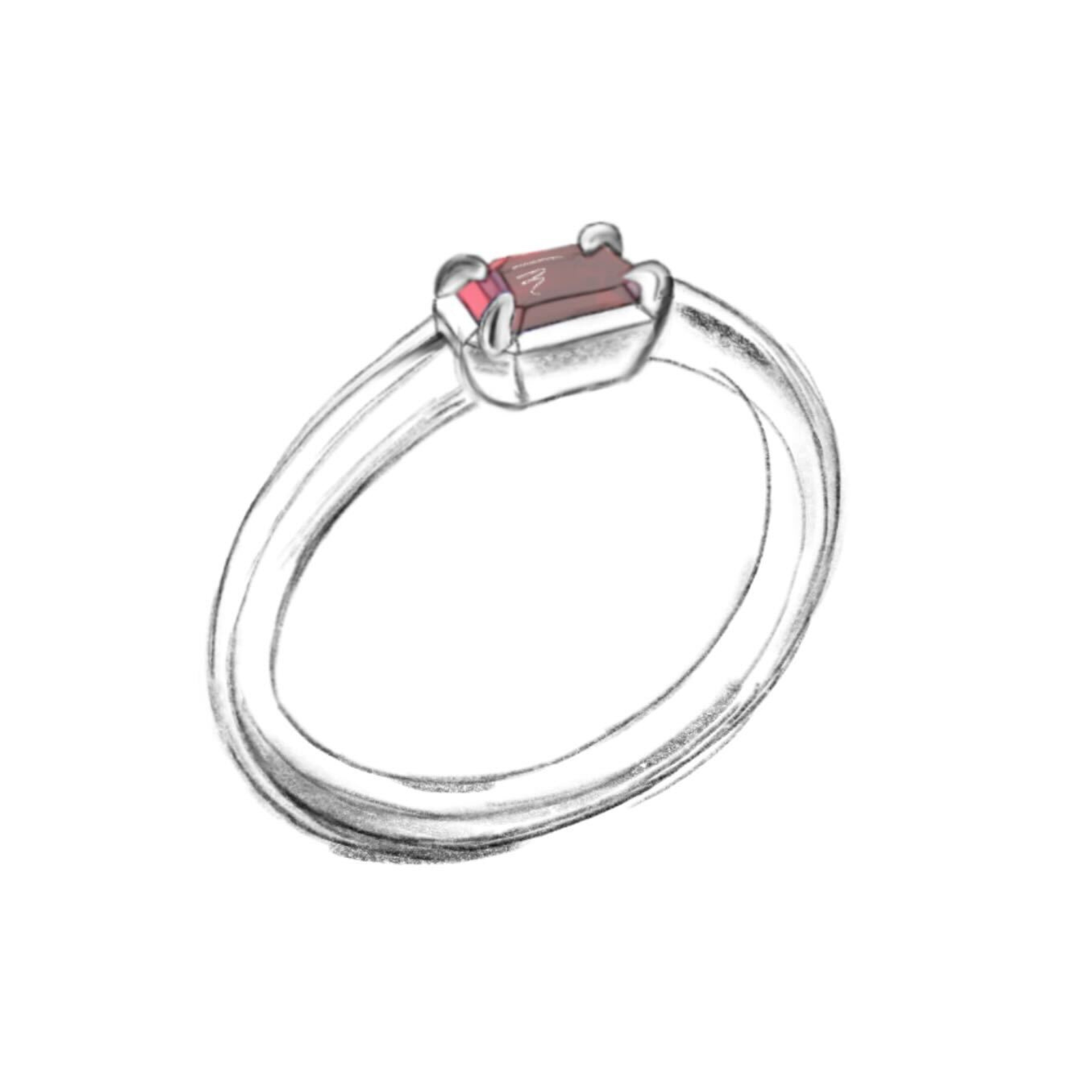 Orange Sapphire Collet Ring