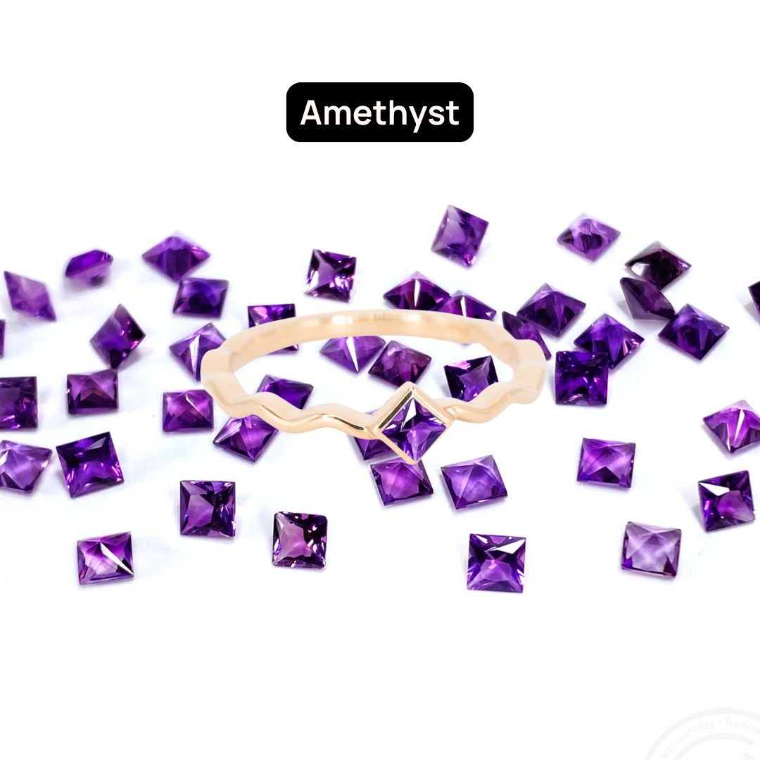 Princess Cut Gemstones for Squiggle Ring