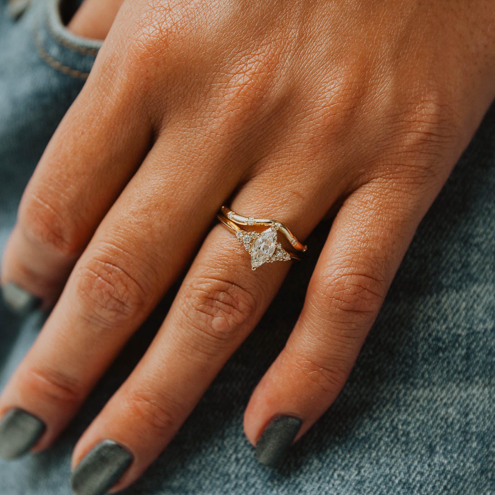 Alen Rings Arden Ring - Moval Diamond Engagement Ring – And Arlen