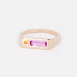 Pink + Orange Sapphire Flat Top Ring
