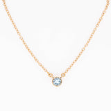 Aquamarine Dot Necklace - 14K Solid Gold