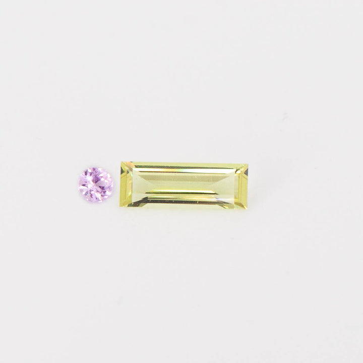 Green + Pink Sapphire Flat Top Ring