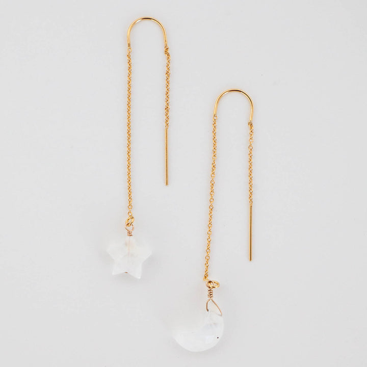 Moonstone Celestial Threader Earrings