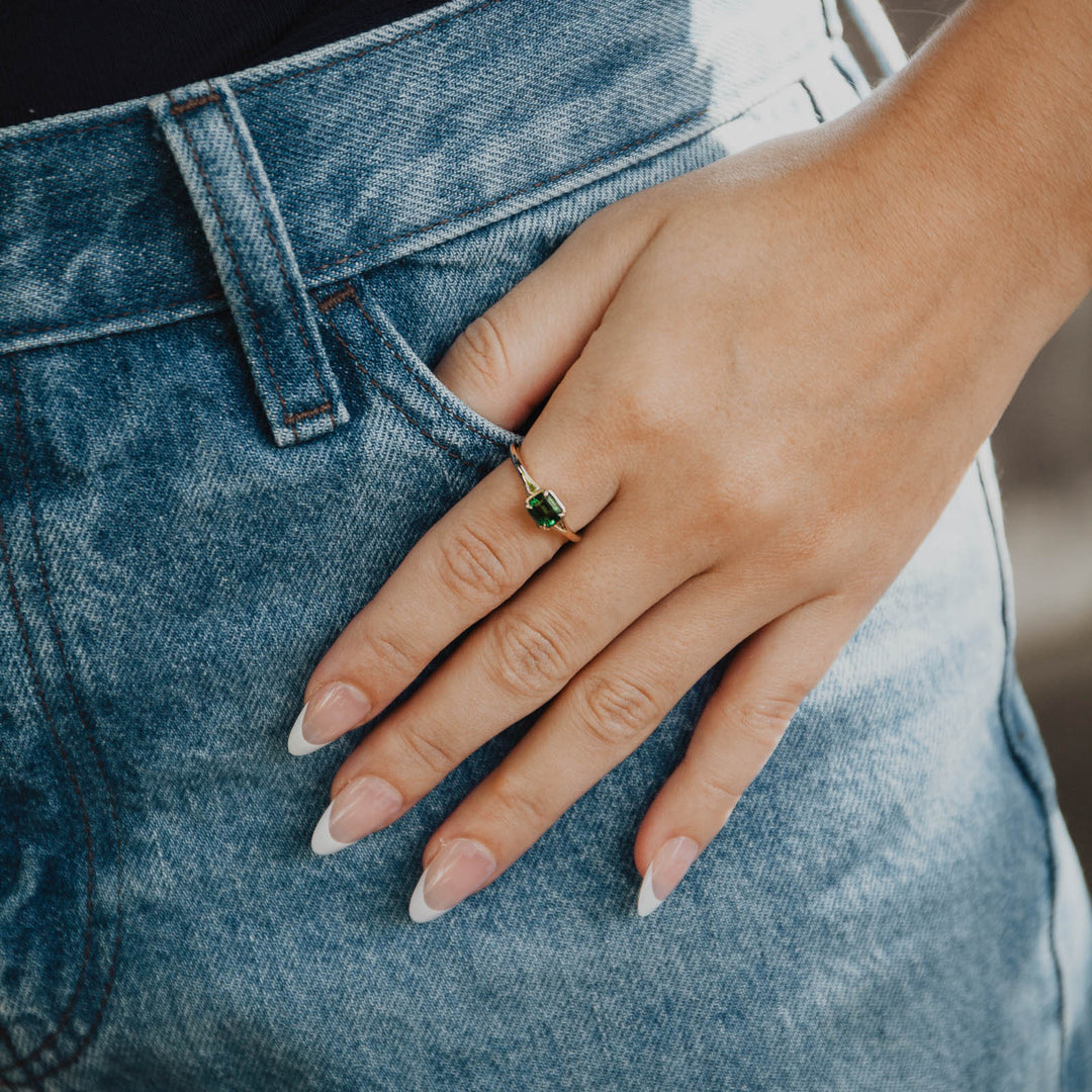 Chrome Tourmaline Collet Ring