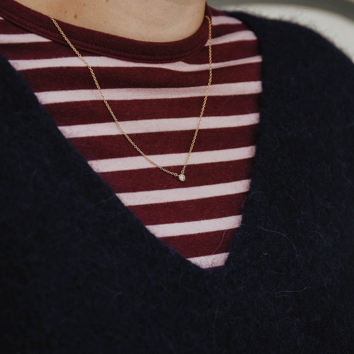 Diamond Dot Necklace - 14K Solid Gold