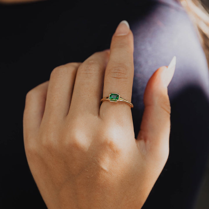 Chrome Tourmaline Collet Ring