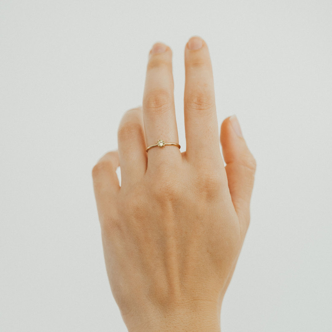 Diamond Birthstone Ring (April) - 14K Solid Gold