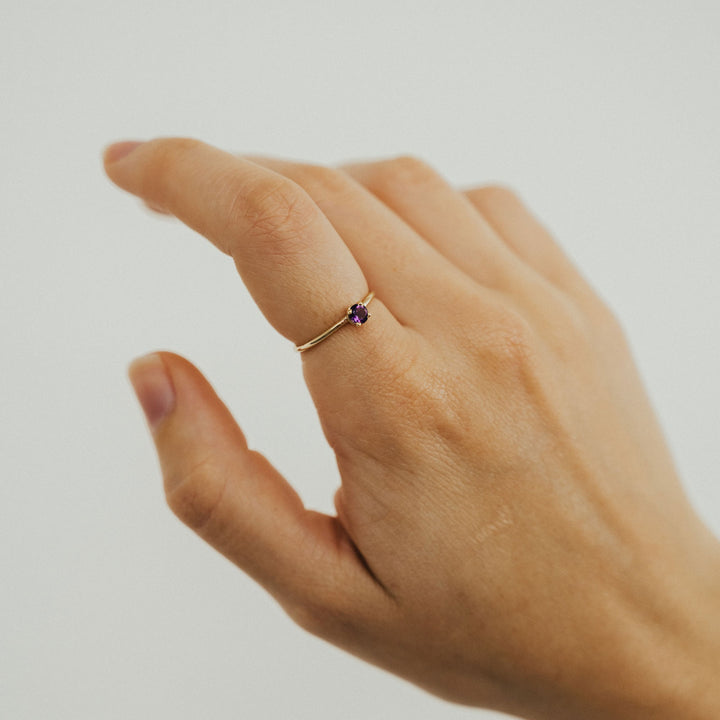 Amethyst Birthstone Ring (February) - 14K Solid Gold