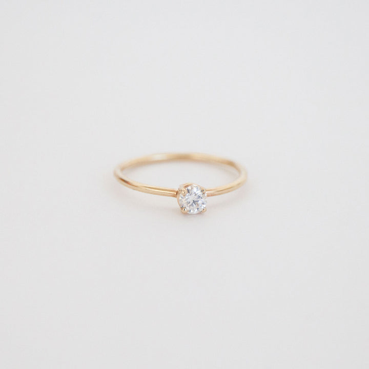 Moissanite Birthstone Ring (April) - 14K Solid Gold