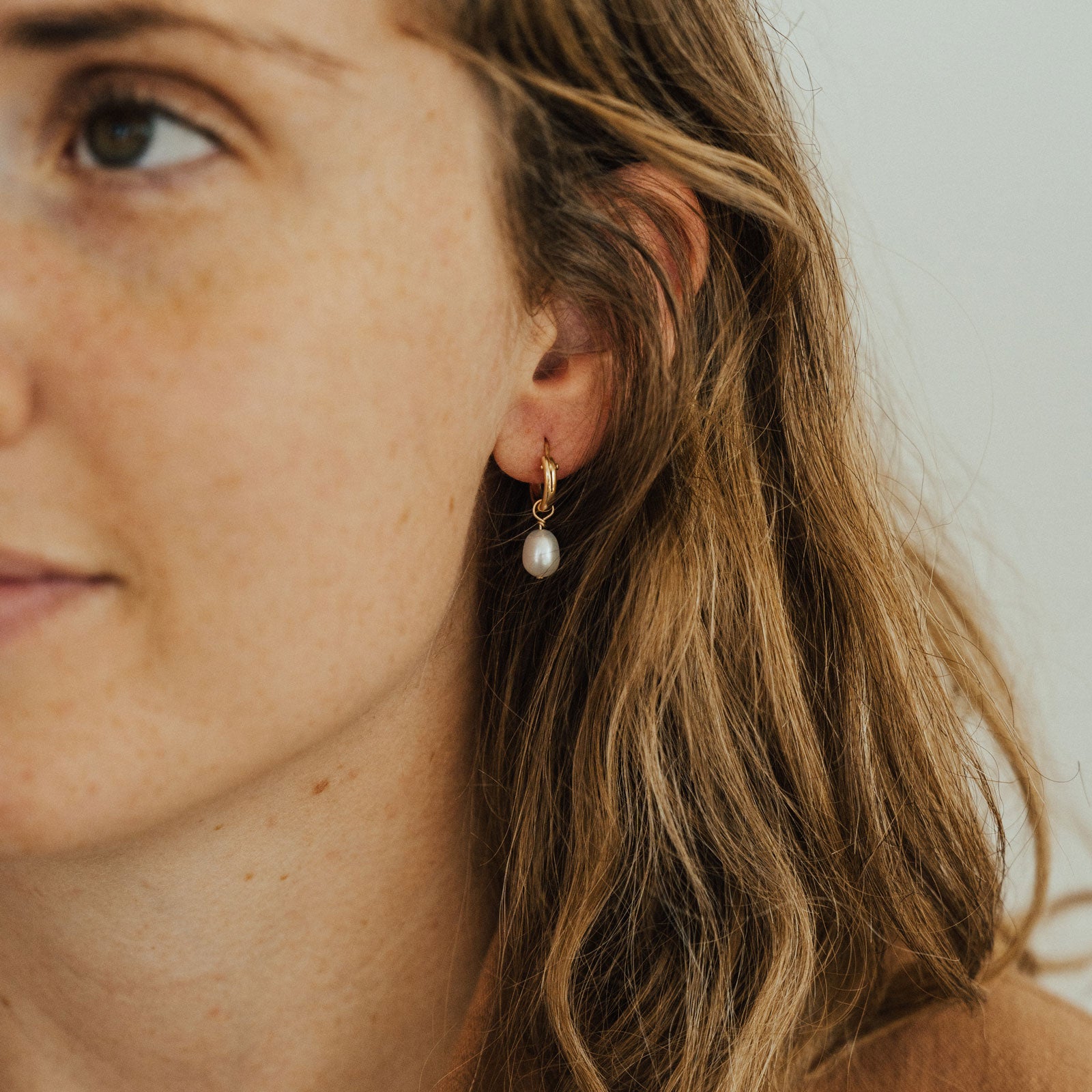 Everyday Pearl Hoops - 14K Solid Gold