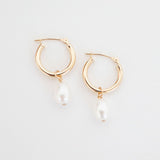 Everyday Pearl Hoops - 14K Solid Gold