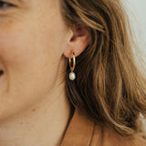 Everyday Pearl Hoops - 14K Solid Gold