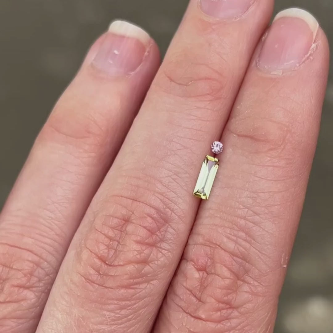Green + Pink Sapphire Flat Top Ring