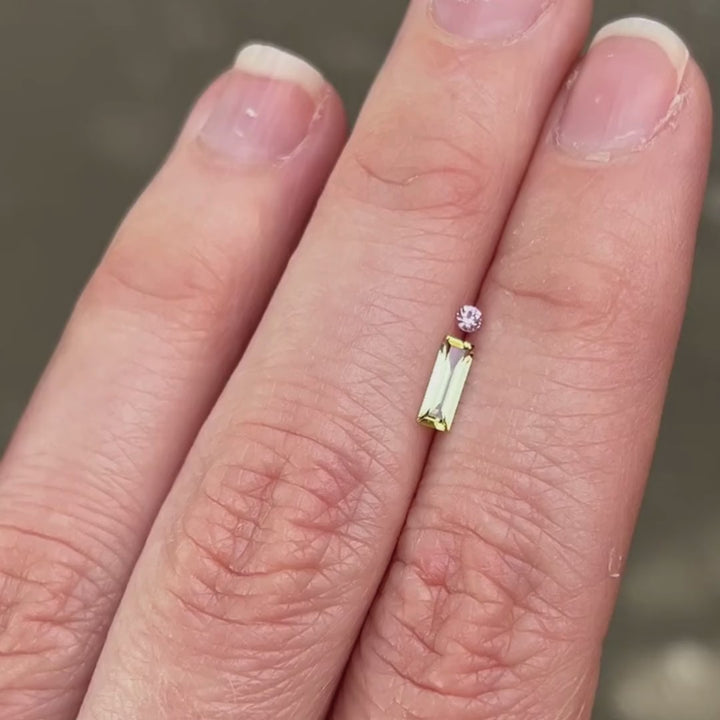Green + Pink Sapphire Flat Top Ring