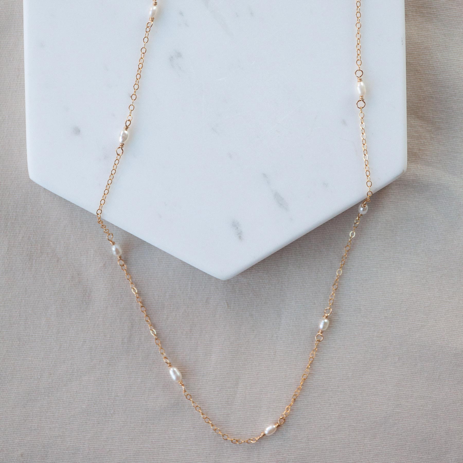 Pearl Classic Necklace - Minimalist Gemstone Jewelry | And Arlen