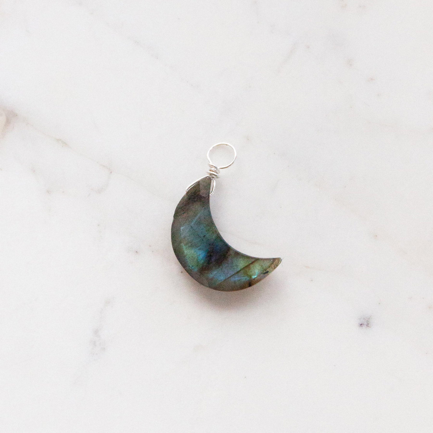 Labradorite Moon Charm