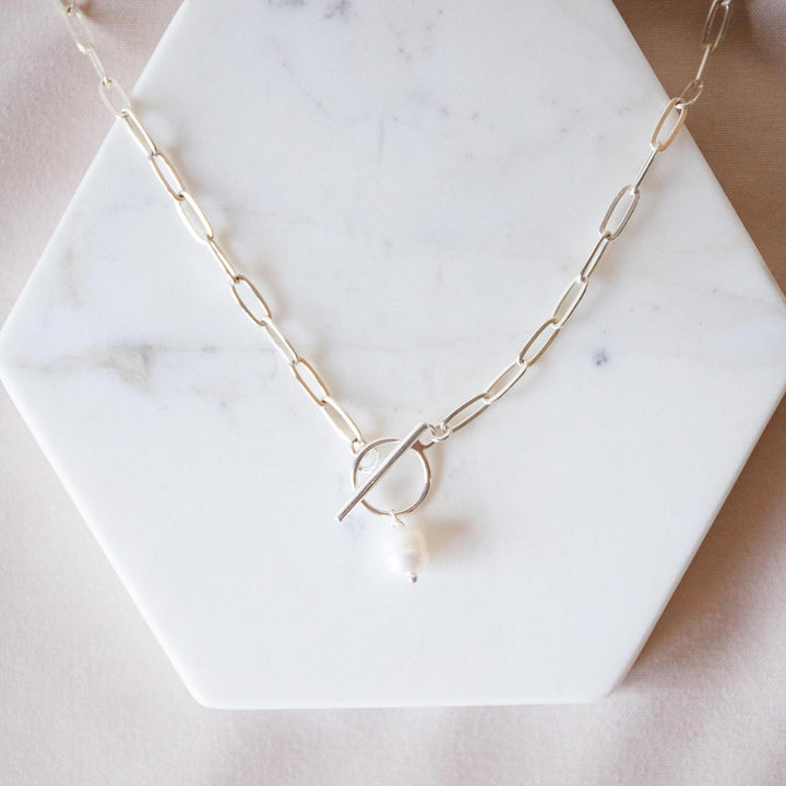 Pearl Paper Clip Chain Necklace
